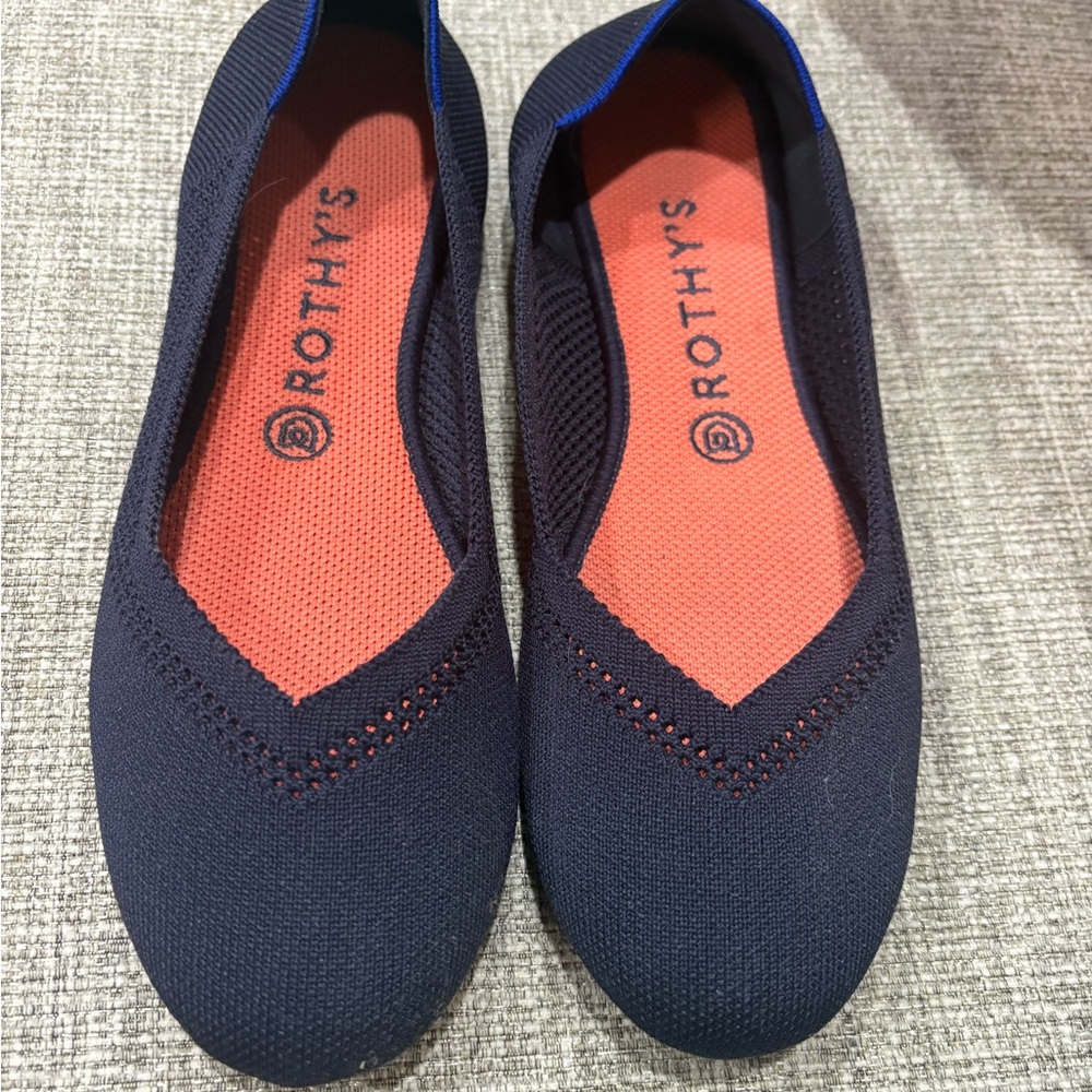 Rothy's Blue Slip-On Flats with V-Notch Detail